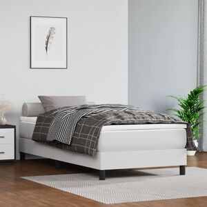 vidaXL Matelas de lit &agrave; ressorts ensach&eacute;s fermet&eacute; moyenne Blanc 90x200x20cm Similicuir