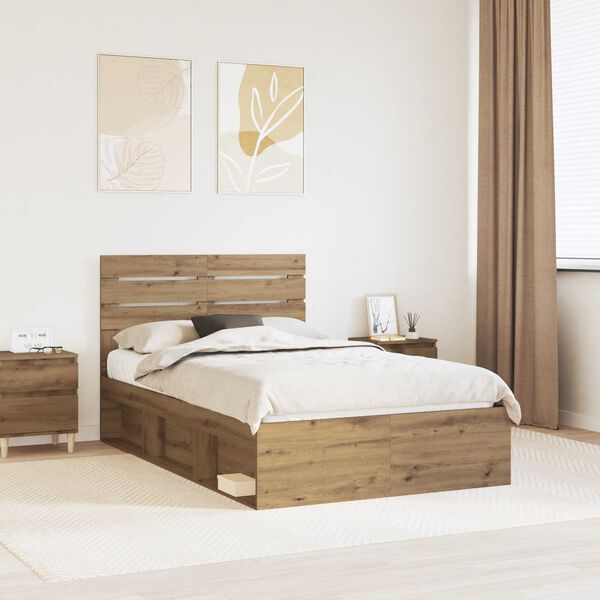 vidaXL Cadre de lit Ch&ecirc;ne artisan 120 x 190 cm Pin massif