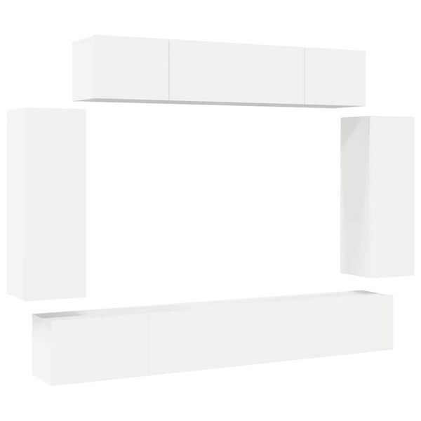 vidaXL Ensemble de meuble TV 6 pcs Blanc Bois d'ing&eacute;nierie