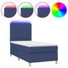 vidaXL Sommier &agrave; lattes de lit et matelas et LED Bleu 90x200 cm Tissu