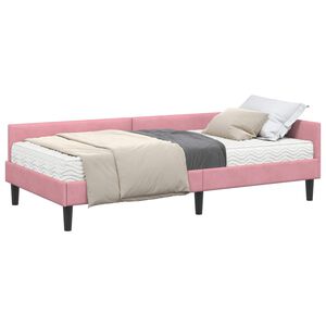 vidaXL Cadre de lit d'angle avec matelas Autre 2 pcs Gris Velours