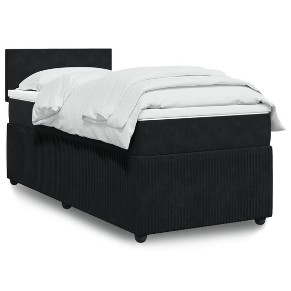 vidaXL Sommier &agrave; lattes de lit avec matelas Noir 100x200 cm Velours