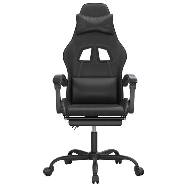 vidaXL Chaise de jeu pivotante avec repose-pied Noir Similicuir