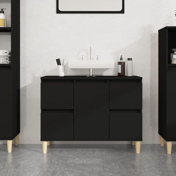 vidaXL Meuble d'&eacute;vier noir 80x33x60 cm bois d'ing&eacute;nierie