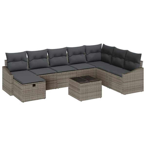 vidaXL Ensemble de canap&eacute; de jardin avec coussin 9 pcs polyrotin