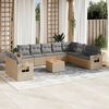 vidaXL Salon de jardin 11 pcs avec coussins beige r&eacute;sine tress&eacute;e