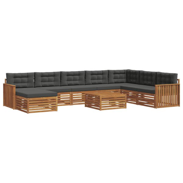 vidaXL Ensembles de canap&eacute;s avec coussin 9 pcs Naturel et Anthracite