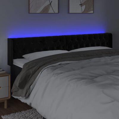 vidaXL Tête de lit à LED Noir 203x16x78/88 cm Velours