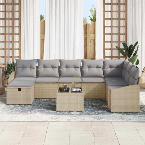 vidaXL Ensemble de Canap&eacute;s avec coussin 8 pcs polyrotin