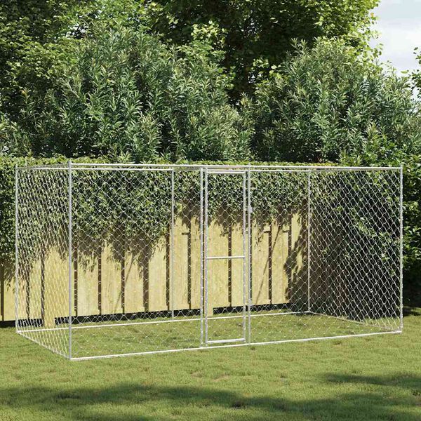 vidaXL Cage pour chien Argent&eacute; 400 x 200 x 200 cm Acier galvanis&eacute;
