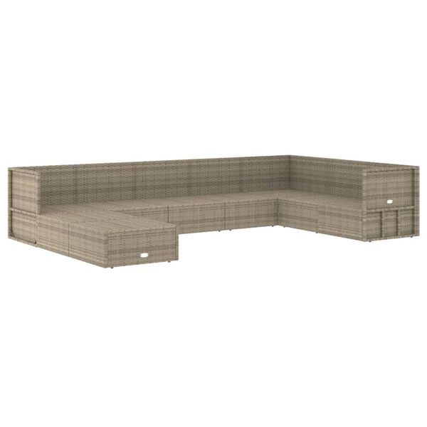 vidaXL Salon de jardin 9 pcs avec coussins Gris R&eacute;sine tress&eacute;e
