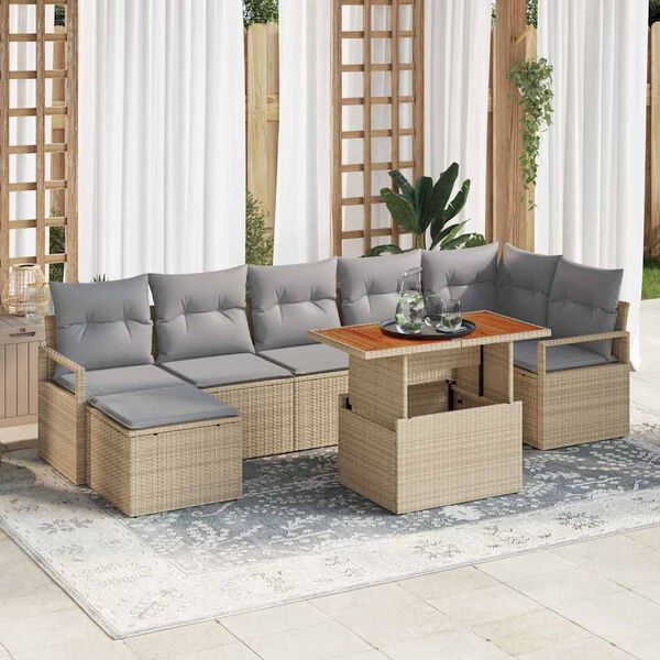 vidaXL Ensemble de salle à manger pour jardin 8 pcs Beige et gris