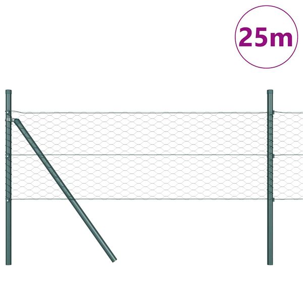 vidaXL Cl&ocirc;ture avec poteaux Vert 0.8 x 25 m Acier recouvert de PVC