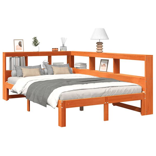 vidaXL Lit biblioth&egrave;que sans matelas cire marron 120x200 cm pin massif