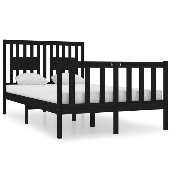 vidaXL Cadre de lit sans matelas noir 120x190 cm bois massif