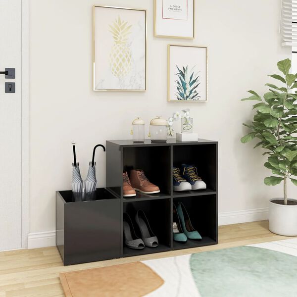 vidaXL Armoire &agrave; chaussures entr&eacute;e gris 105x35,5x70 cm bois ing&eacute;nierie