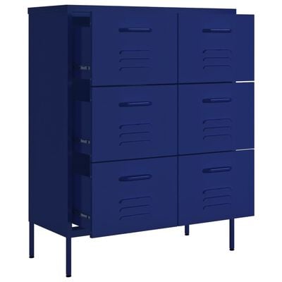 vidaXL Armoire à tiroirs Bleu marine 80x35x101,5 cm Acier