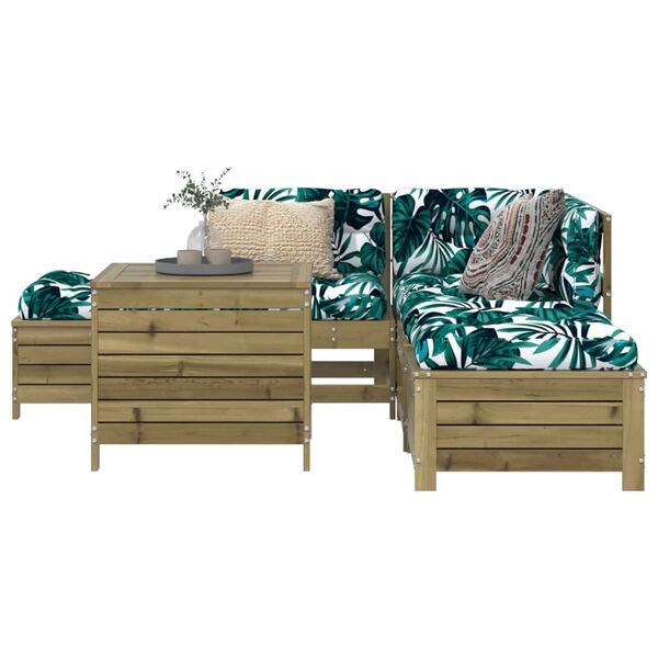 vidaXL Salon de jardin 6 pcs bois de pin impr&eacute;gn&eacute;