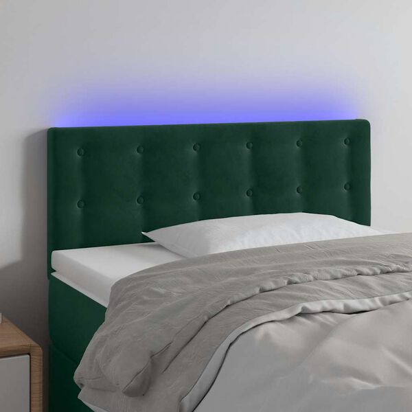 vidaXL T&ecirc;te de lit &agrave; LED Vert fonc&eacute; 90x5x78/88 cm Velours