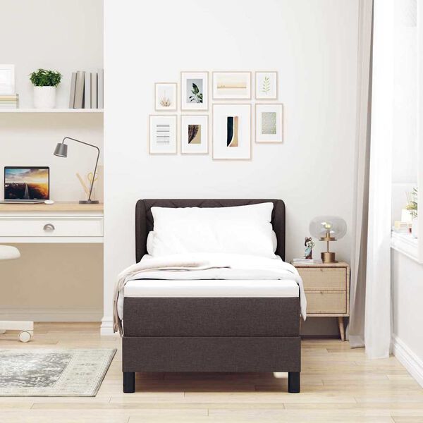 vidaXL Lit &agrave; ressorts avec matelas Marron fonc&eacute; 80 x 200 cm tissu