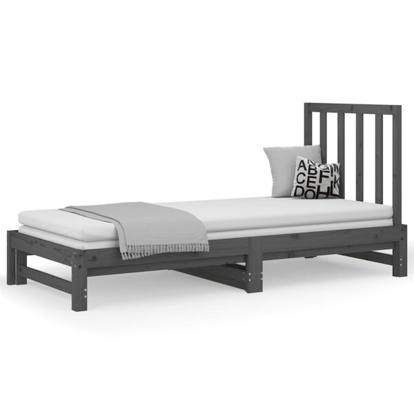 vidaXL Lit coulissant sans matelas gris 2x(90x200) cm