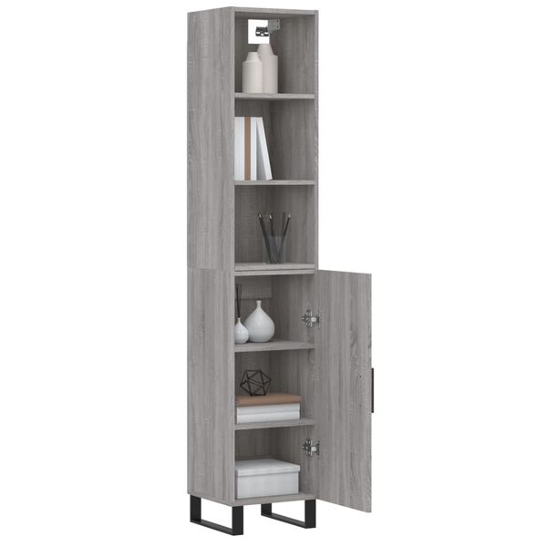 vidaXL Buffet haut Sonoma gris 34,5x34x180 cm Bois d'ing&eacute;nierie