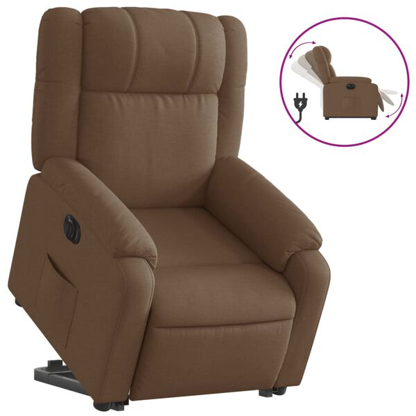 vidaXL Fauteuil inclinable &eacute;lectrique marron tissu