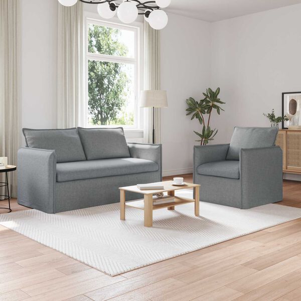 vidaXL Canap&eacute; 2 pcs Gris clair