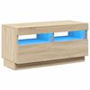 vidaXL Meuble TV avec lumi&egrave;res LED ch&ecirc;ne sonoma 80x35x40 cm