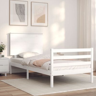 vidaXL Cadre de lit sans matelas blanc 90x200 cm bois massif