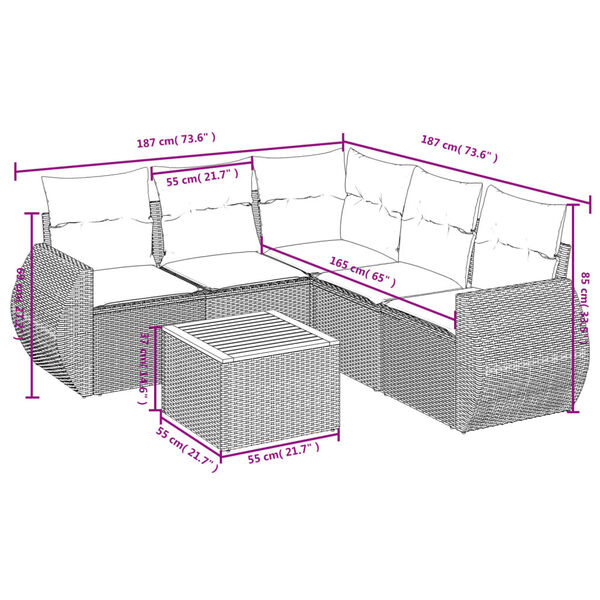 vidaXL Salon de jardin avec coussins 6 pcs beige r&eacute;sine tress&eacute;e