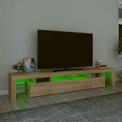 vidaXL Meuble TV avec lumières LED Chêne sonoma 230x36,5x40 cm