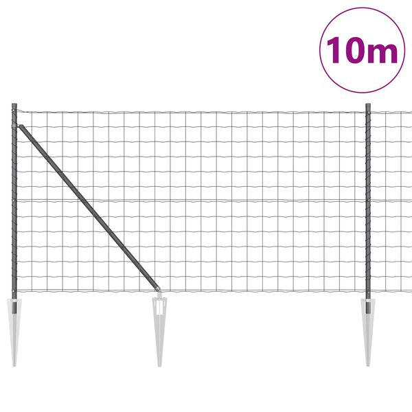 vidaXL Cl&ocirc;ture avec poteau Gris 1 x 10 m Acier