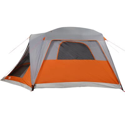 vidaXL Tente familiale et porche 6 personnes gris orange imperméable