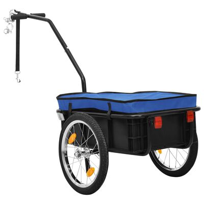vidaXL Remorque de vélo/chariot à main 155x60x83 cm acier bleu