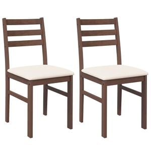 vidaXL Chaises &agrave; manger coussins 2 pcs marron bois massif caoutchouc