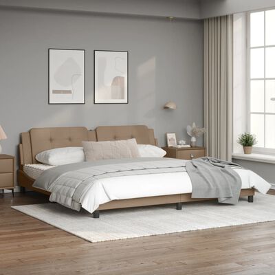 vidaXL Cadre de lit avec tête de lit Cappuccino 200x200 cm Similicuir