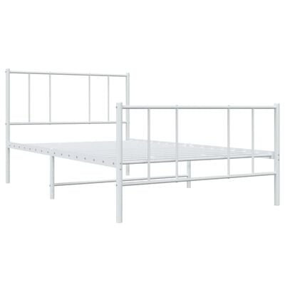 vidaXL Cadre de lit métal sans matelas et pied de lit blanc 100x190 cm