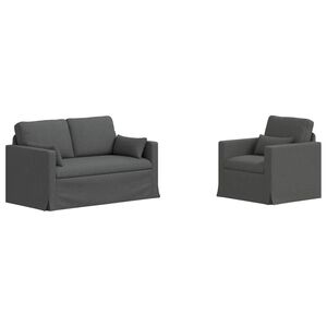 vidaXL Ensemble de Canap&eacute;s 2 pc Gris fonc&eacute; tissu