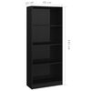 vidaXL Biblioth&egrave;que &agrave; 4 niveaux Noir brillant Bois d&rsquo;ing&eacute;nierie