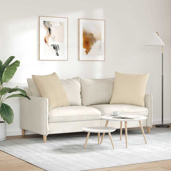 vidaXL Coussins de canap&eacute; 2 pcs Cr&egrave;me 60 x 60 cm tissu