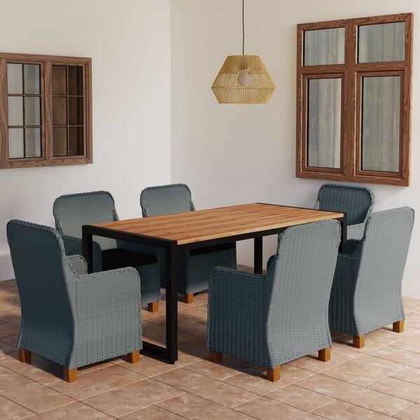 vidaXL Ensemble &agrave; manger de jardin 7 pcs Gris fonc&eacute;