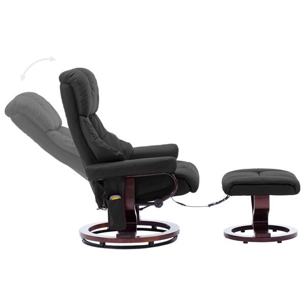 vidaXL Fauteuil de massage inclinable Gris Similicuir et bois courb&eacute;