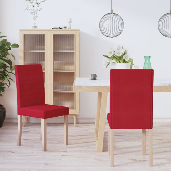 vidaXL Chaises &agrave; manger lot de 2 rouge bordeaux tissu