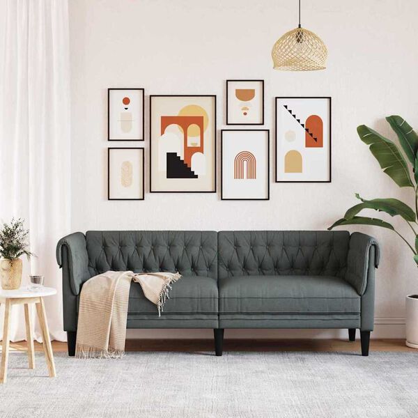 vidaXL Canap&eacute; Gris fonc&eacute; 201,5 x 74,5 x 74,5 cm Polyester
