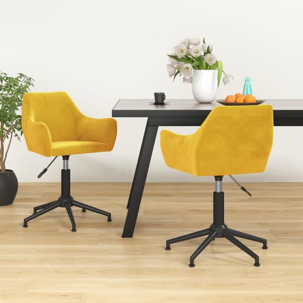 vidaXL Chaises &agrave; manger pivotantes lot de 2 jaune moutarde velours