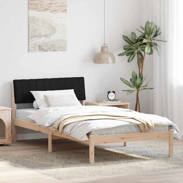 vidaXL Cadre de lit Marron et noir 100 x 200 cm Bois massif en pin