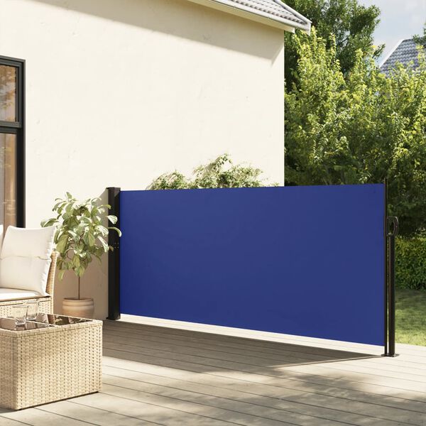 vidaXL Auvent lat&eacute;ral r&eacute;tractable bleu 100x300 cm