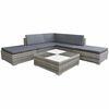 vidaXL Salon de jardin 6 pcs avec coussins r&eacute;sine tress&eacute;e gris