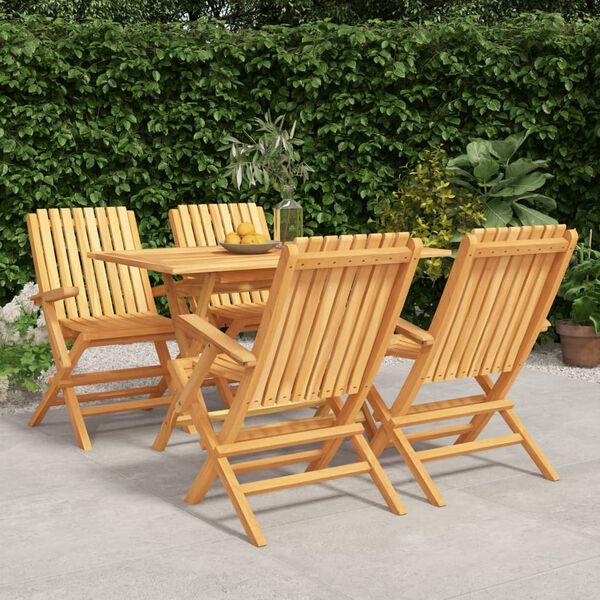 vidaXL Ensemble &agrave; manger de jardin 5 pcs Bois de teck massif